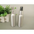Silberne kosmetische Aluminiumflasche mit Lotion und Spray Pump